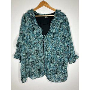 Club Z Collection Women's 3XL Blue Black Blouse w/ Tank